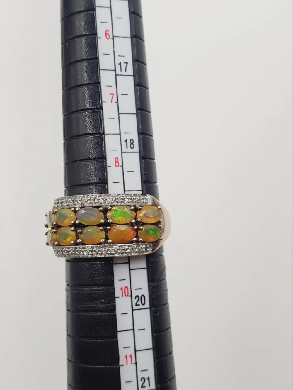 Opal Multi-Row Band Ring - Yellow Gold - 925 Sterling Silver